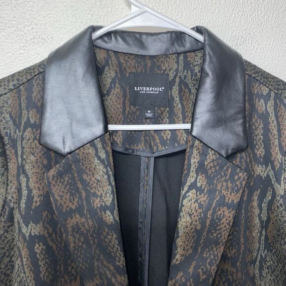 Liverpool Los Angeles Animal Print Blazer Jacket Size M Faux Leather Collar NWOT - Picture 4 of 6